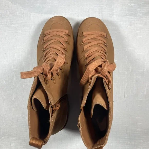 NWOT Schutz Xayane Waterproof Lace-Up Side-Zip Boots, Tan, Womens Sz. 9B - Picture 6 of 12